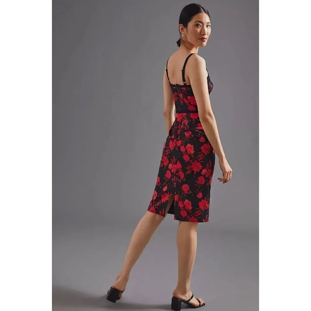 Anthropologie -Floral Sweetheart Pencil Dress -size 2 - Picture 2 of 9